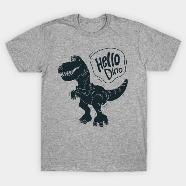 cute monochrome dinosaur illustration for kids T-Shirt by bloomroge